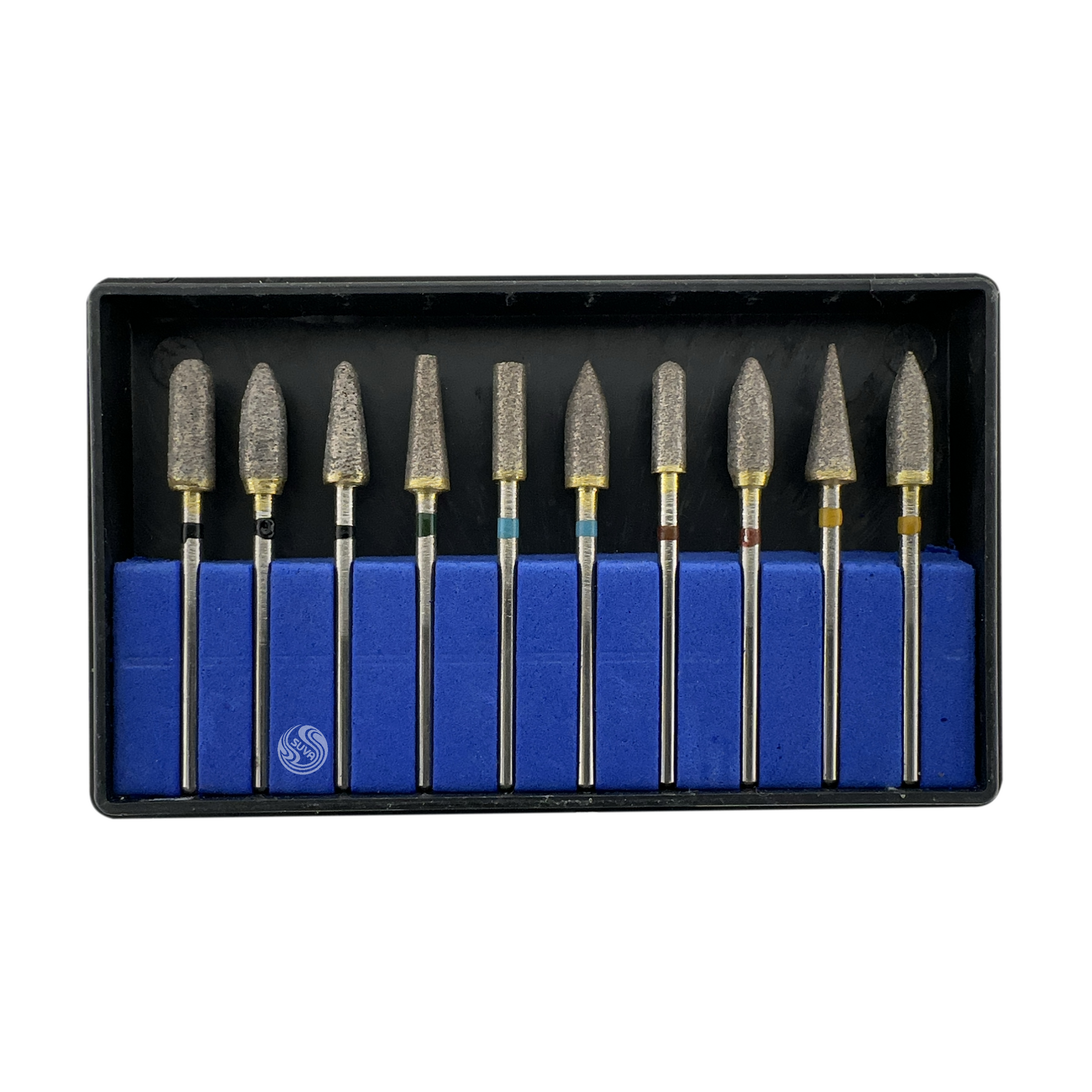 Photo of assorted grit sintered diamond carving bur set for sale at SUVA Lapidary Supply