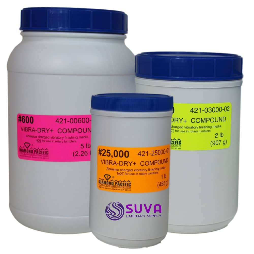 abrasive tumblers Diamond Pacific Vibra-Dry+ Tumbling Mixes for sale at SUVA Lapidary Supply